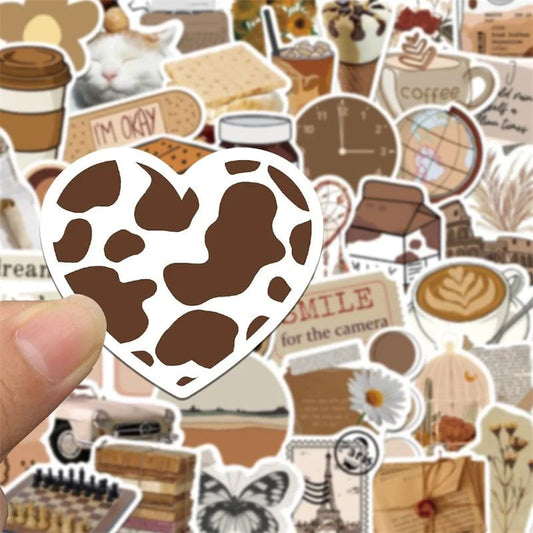 Vintage Brown Aesthetic Stickers for Stationery