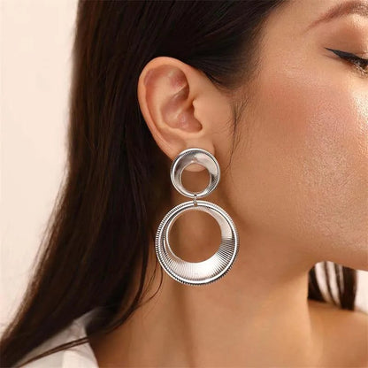 Vintage Gold Geometric Dangle Earrings for Women