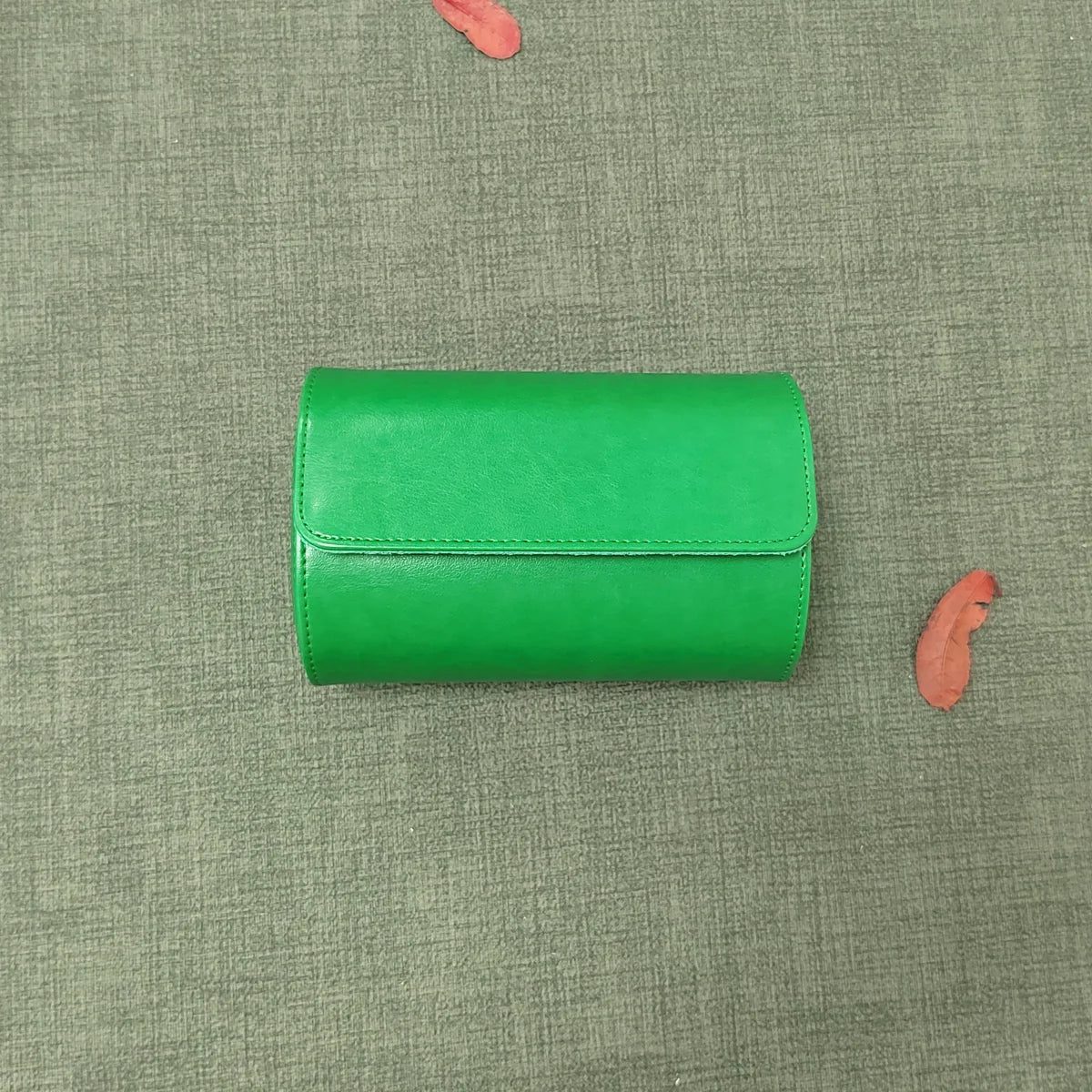 Vintage Leather Watch Roll Travel Case Organizer