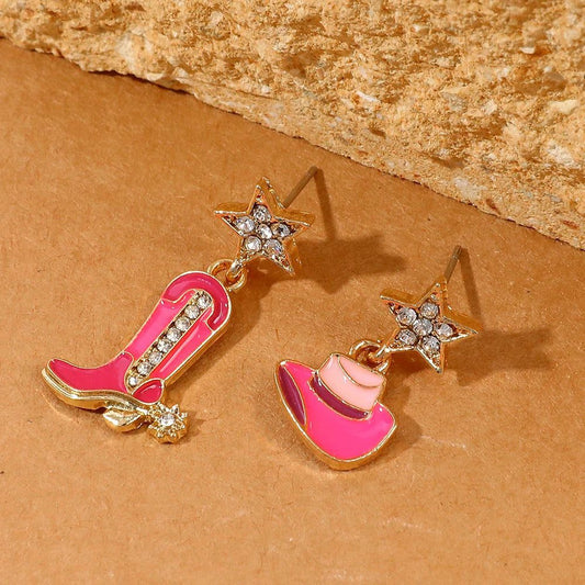 Western Cowboy Hat Boot Earrings for Women