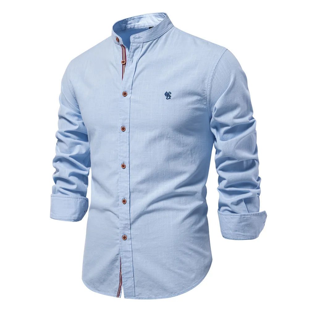 High-Quality Men's Cotton Linen Embroidery Shirt