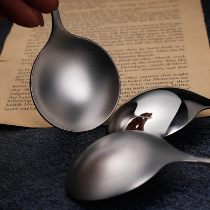 Elegant Retro Matte Stainless Steel Silver Spoon
