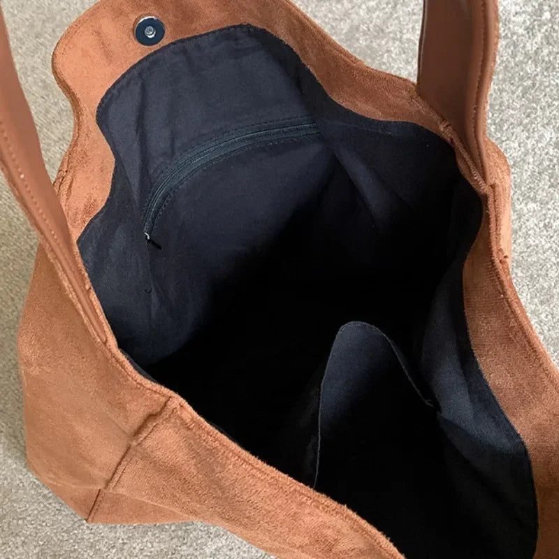 Elegant Khaki Suede Tote Bag for Women