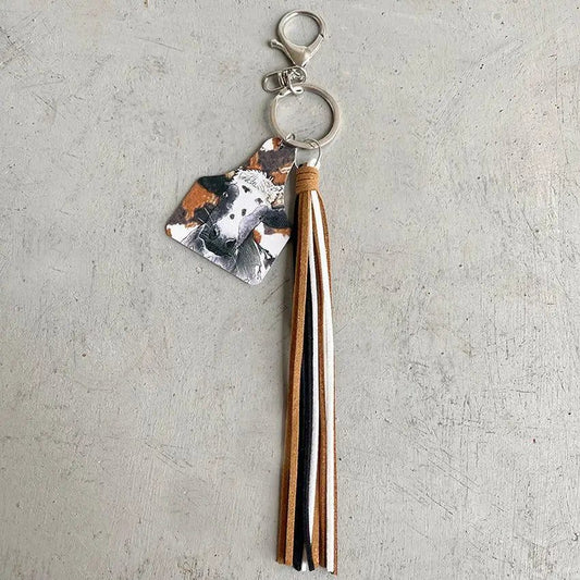 Cow Print Keychain Western Farm Animal Jewelry