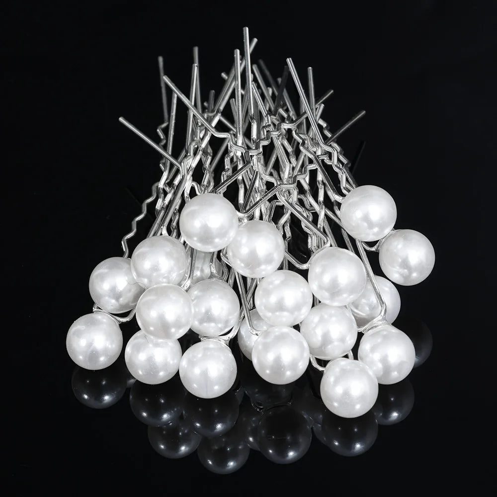 Elegant Floral Crystal Pearl Wedding Hairpin