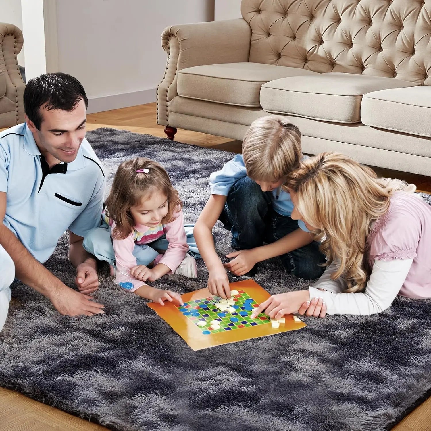 Soft Silk Wool Shag Area Rug
