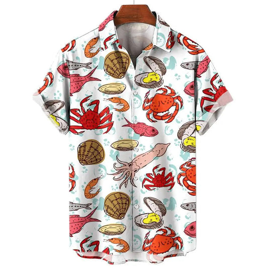 Men's 3D Fish Print Hawaiian Shirts Summer