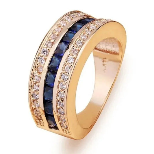 Elegant 18k Gold Real Diamond Sapphire Ring