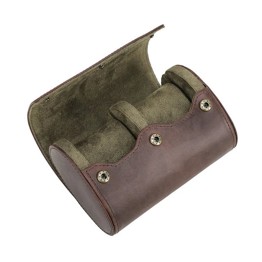 Vintage Leather Watch Roll Travel Case Organizer