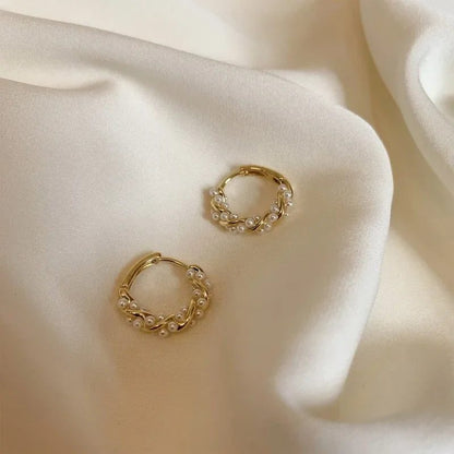 Elegant Pearl Circle Earrings for Women