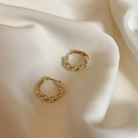 Elegant Pearl Circle Earrings for Women
