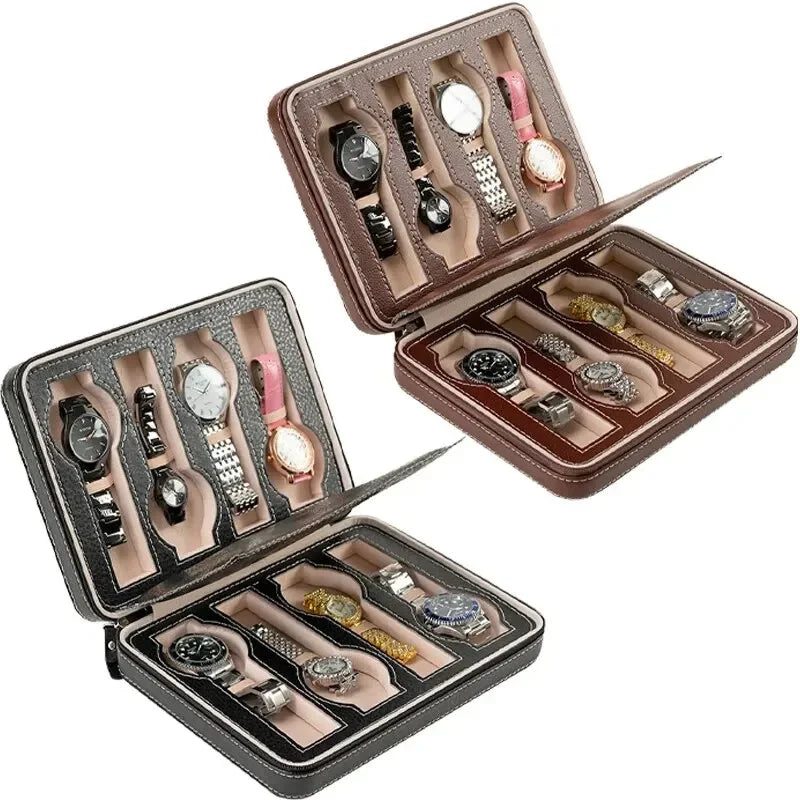 Portable Travel Watch Case with Zipper Storage