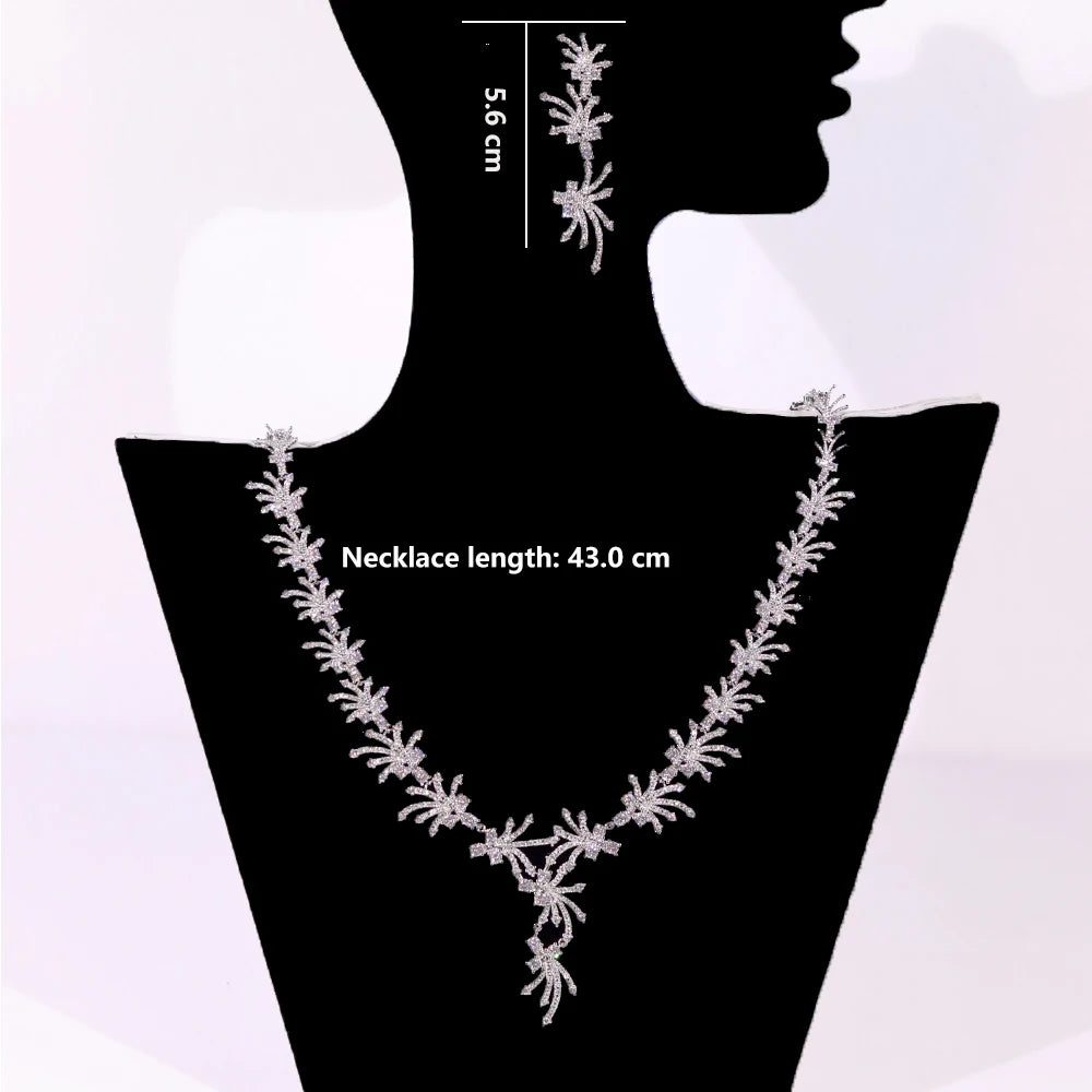 Elegant White Zirconia Star Necklace Set