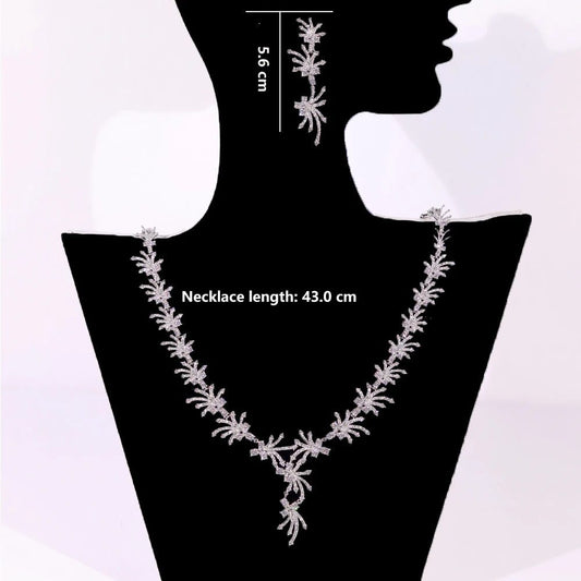 Elegant White Zirconia Star Necklace Set