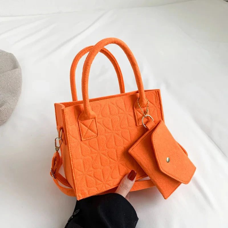Luxury Solid Color Felt Crossbody Handbag