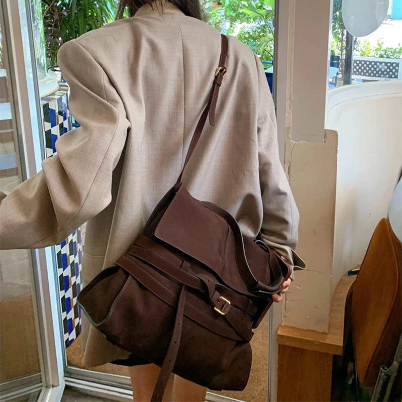 Versatile Brown Suede Tote Bag for Everyday