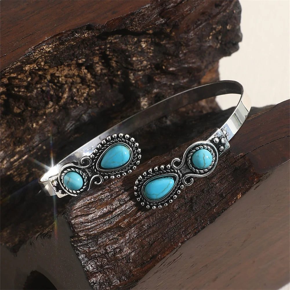 Antique Turquoise Cuff Bangle Bracelet for Women