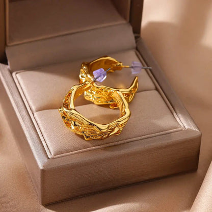 Waterproof Gold Starfish Heart Claw Earrings