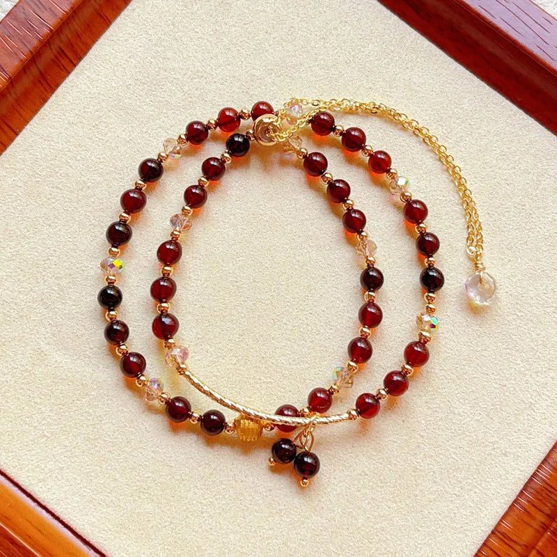 Handmade Adjustable Amber Beaded Bracelet for Women