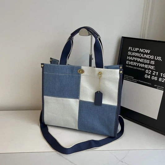 2024 Fashion Colorblock Denim Handbag for Women