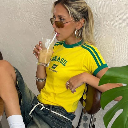 2023 Women's Cropped T-Shirt: Brazil 90's Style