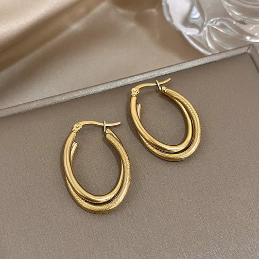 Waterproof Stainless Steel Minimalist Hoop Earrings