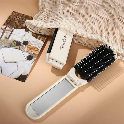 Portable Cartoon Hairbrush with Mirror for Travel
