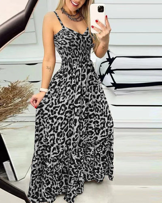 Elegant Leopard Print T-Shirt Dress for Women