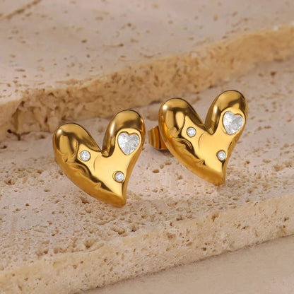 Waterproof Gold Starfish Heart Claw Earrings