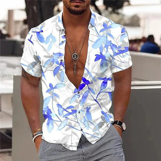Men's 3D Leaf Print Hawaiian Shirt 2024