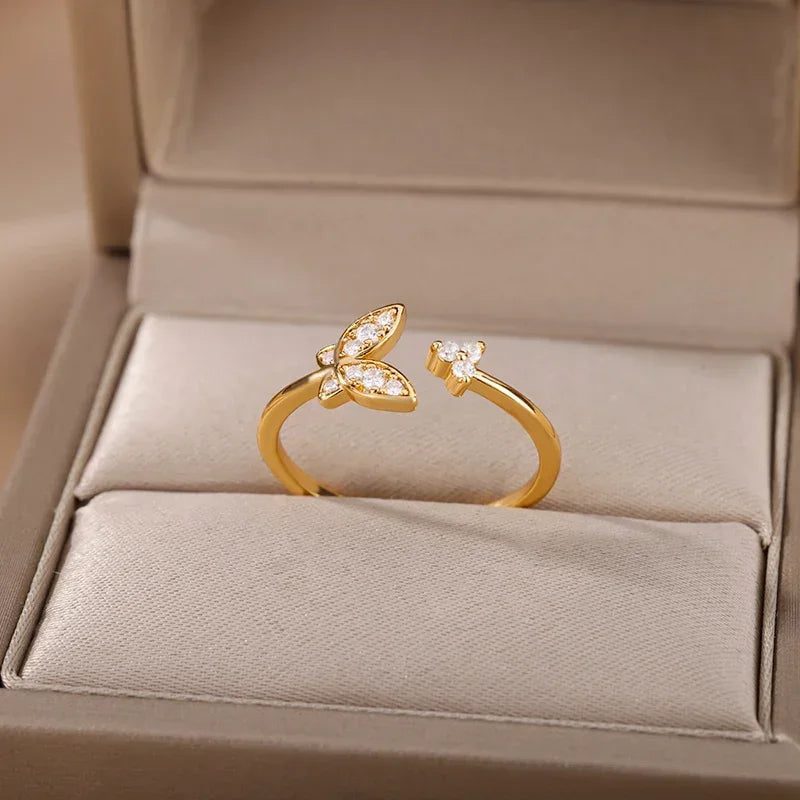 Waterproof Aesthetic Heart Gold Wedding Ring