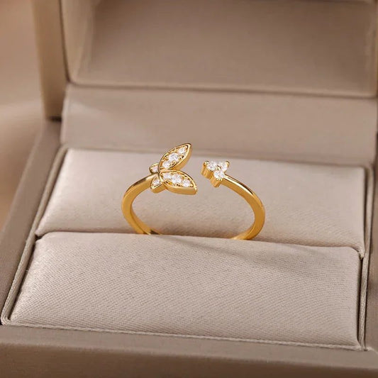 Waterproof Aesthetic Heart Gold Wedding Ring