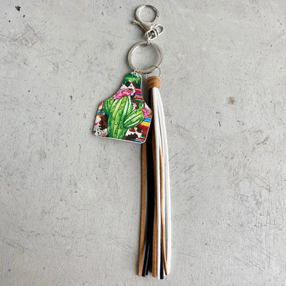 Cow Print Keychain Western Farm Animal Jewelry