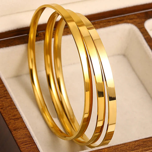 3pcs Waterproof Gold Plated Bangle Bracelets