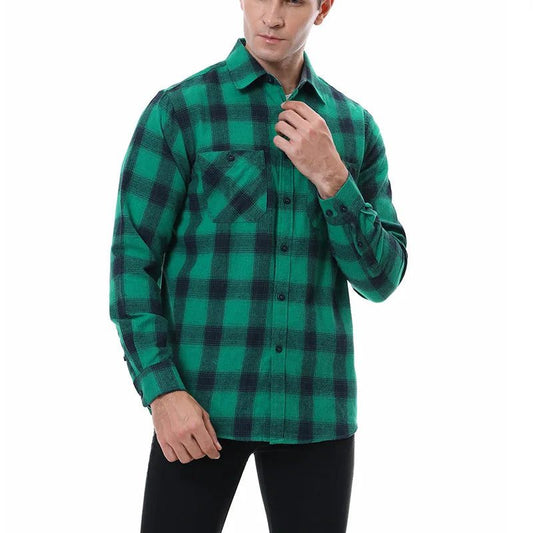 Men's Casual Long Sleeve Plaid Flannel Shirt