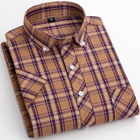 Men's Short Sleeve Plaid Flannel Shirt
