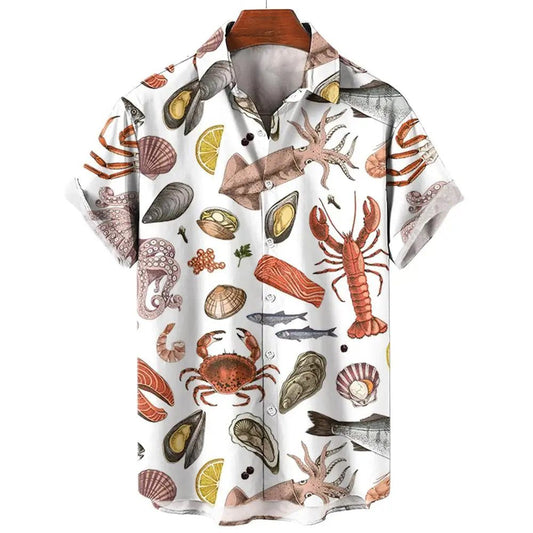 Men's 3D Fish Print Hawaiian Shirts Summer