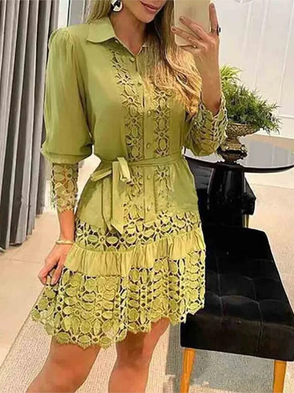 Trendy Y2K Floral Lace Mini Dress Women