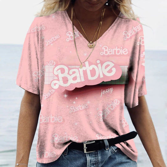 Anime V-Neck Summer T-Shirt for Women