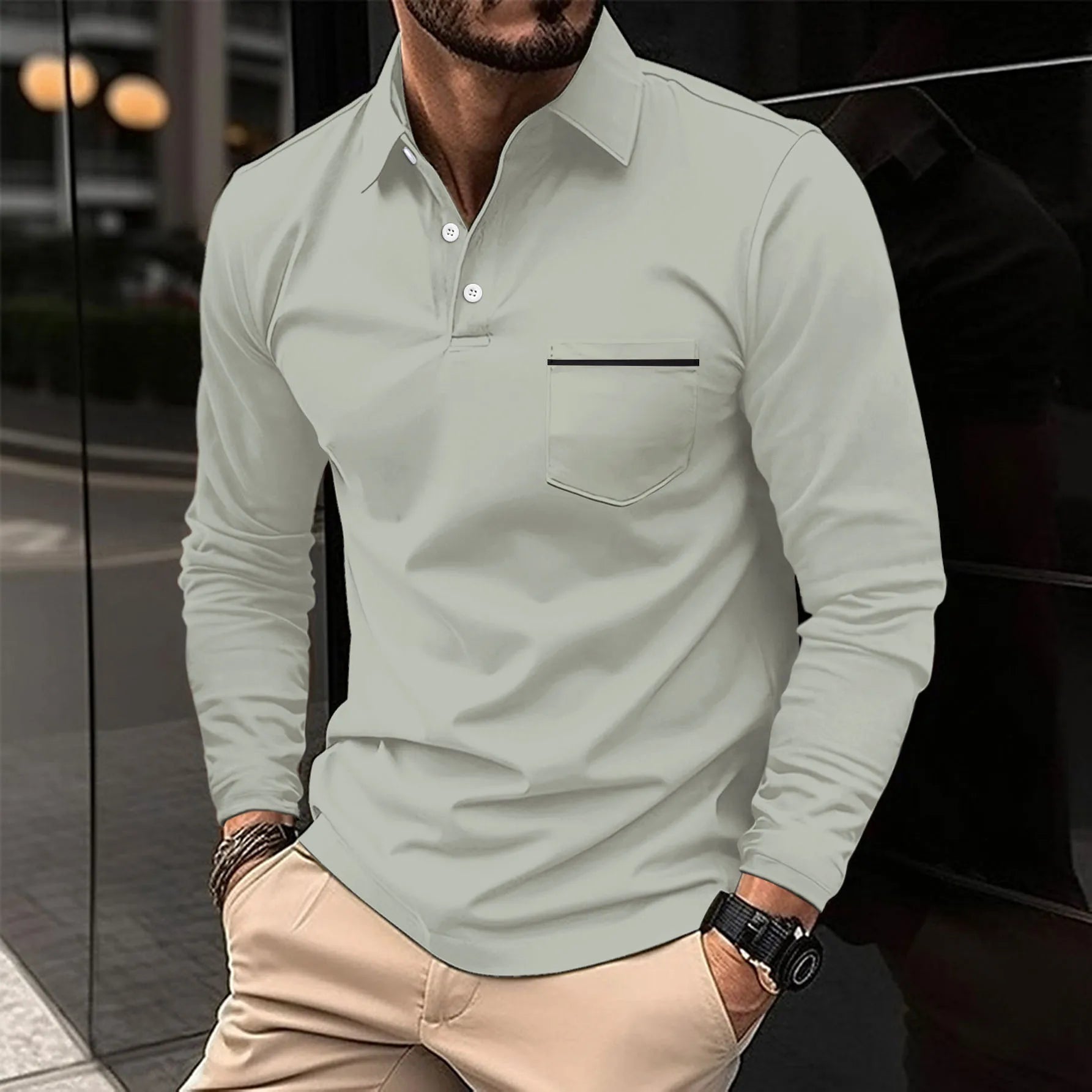 2024 Men's Casual Long Sleeve Pocket T-Shirt