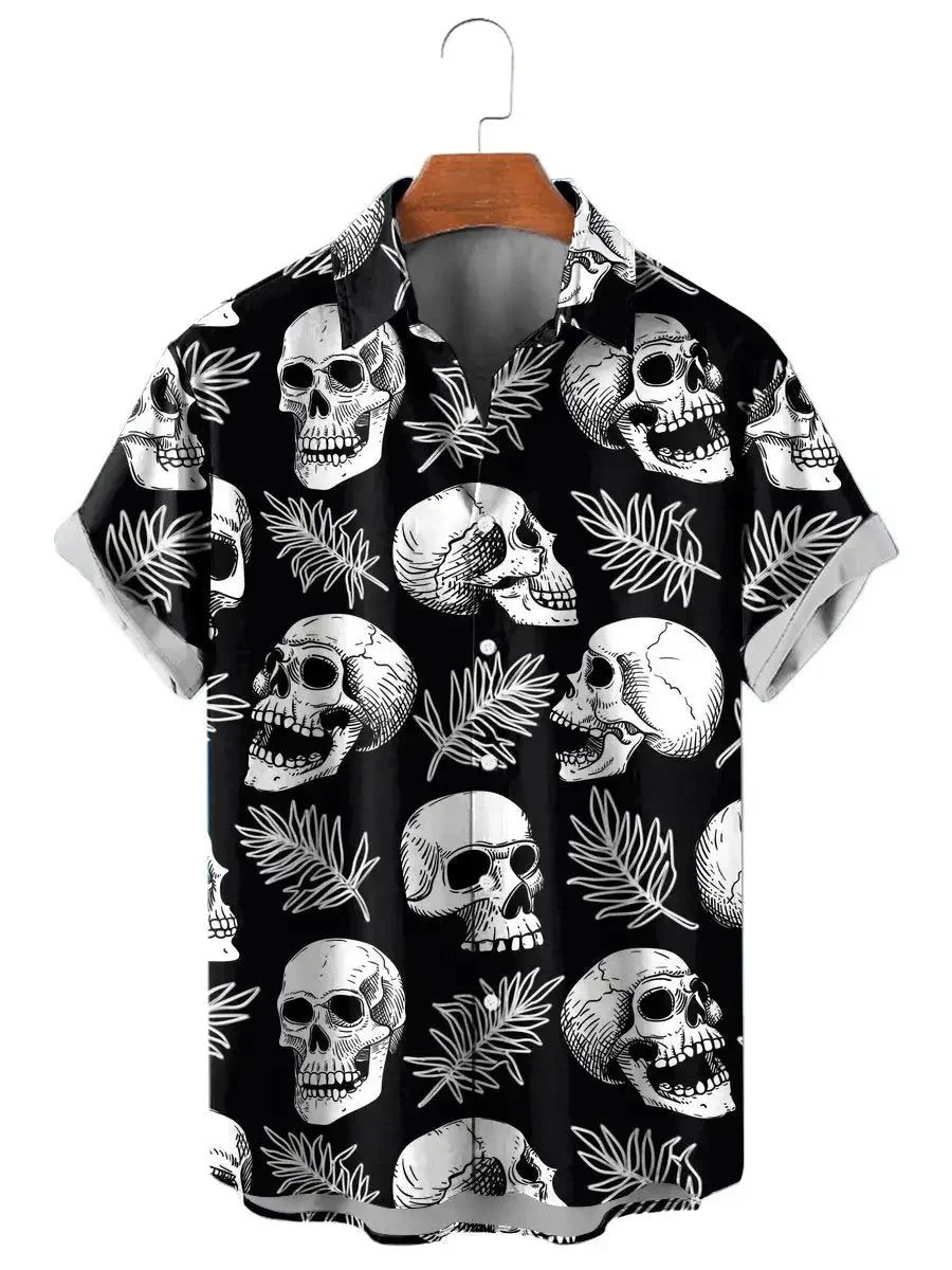 Funny Vintage Skull Floral Hawaiian Shirt