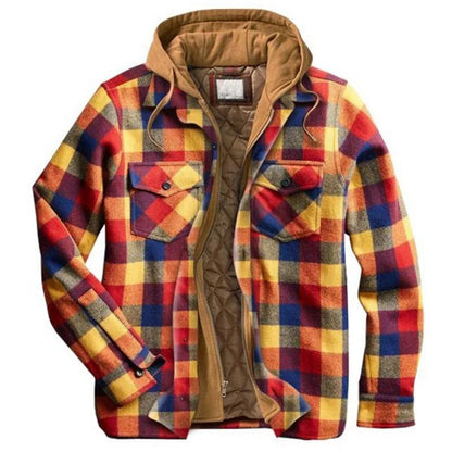 Men's Flannel Shirt Jacket with Hooded Warmth