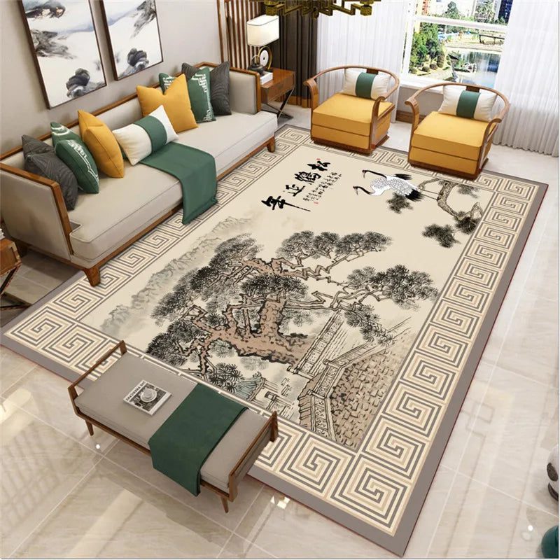 Large Non-Slip Chinese Carpet for Living Room