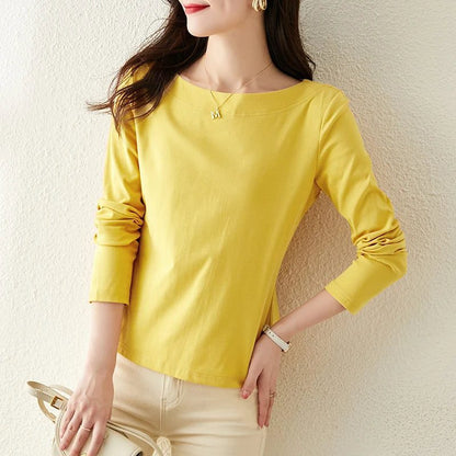 Trendy Long Sleeve Cotton T-Shirts for Women