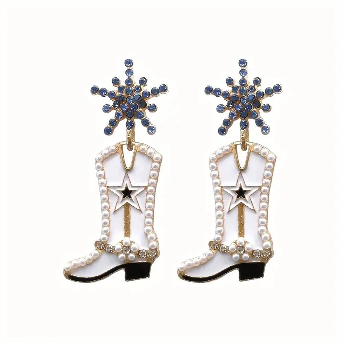 Handmade Western Cowgirl Snowflake Beaded Earrings