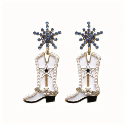 Handmade Western Cowgirl Snowflake Beaded Earrings