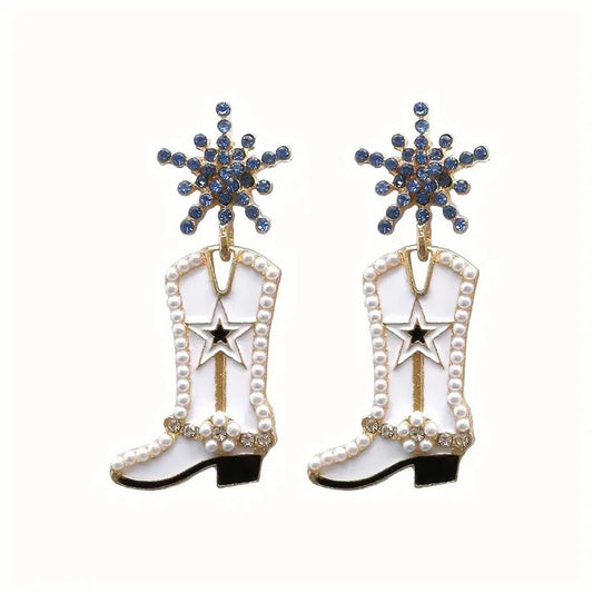 Handmade Western Cowgirl Snowflake Beaded Earrings