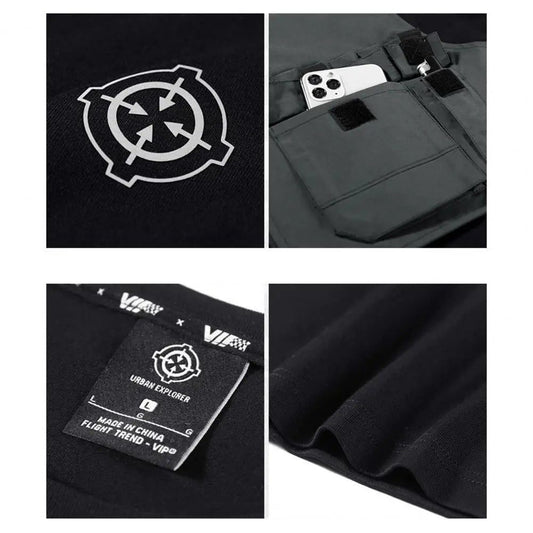 Men's Tactical Cyberpunk Cargo Pocket T-Shirt
