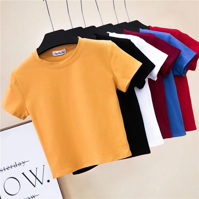 Trendy Cropped Cotton T-Shirts for Women