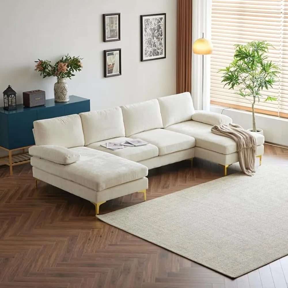 Spacious U-Shape Convertible Sectional Sofa 110”